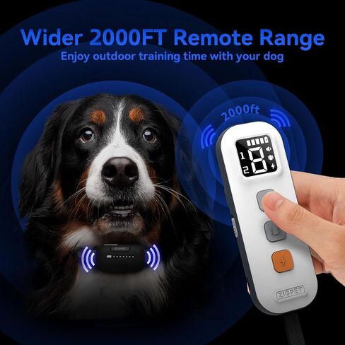 Zigpet Dog Training Collar with Remote Range 2000Ft, Dog Shock Collar with 3 Safe Training Modes, Beep, Shock, Vibration, Electric Shock Collar IP67 Waterproof Rechargeable for Large Medium Small Dogs in Saudi Arabia
