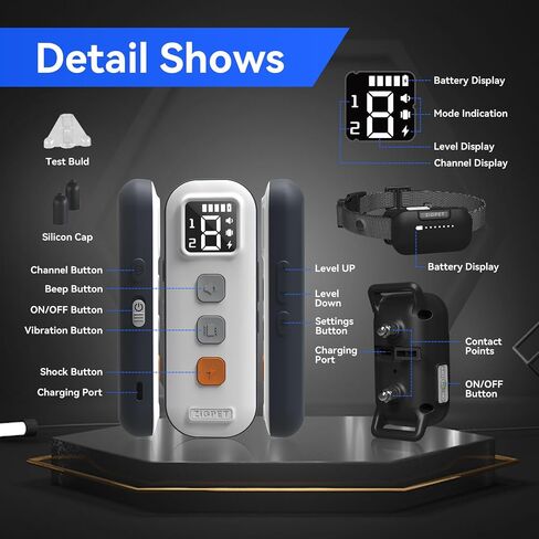 Zigpet Dog Training Collar with Remote Range 2000Ft, Dog Shock Collar with 3 Safe Training Modes, Beep, Shock, Vibration, Electric Shock Collar IP67 Waterproof Rechargeable for Large Medium Small Dogs in Saudi Arabia