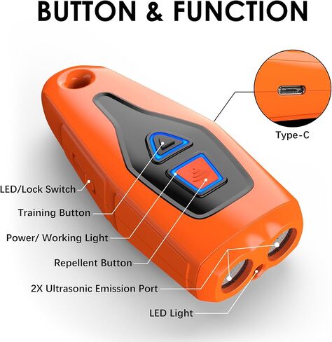 Dog Bark Deterrent Device, Dual Ultrasonic transmitter Anti Barking Device with Training/Repellent Modes Dog Barking Control Devices with LED Flashlight 33 FT Range Rechargeable Dog Bark Deterrent in Saudi Arabia