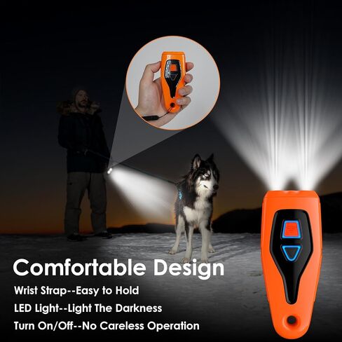 Dog Bark Deterrent Device, Dual Ultrasonic transmitter Anti Barking Device with Training/Repellent Modes Dog Barking Control Devices with LED Flashlight 33 FT Range Rechargeable Dog Bark Deterrent in Saudi Arabia