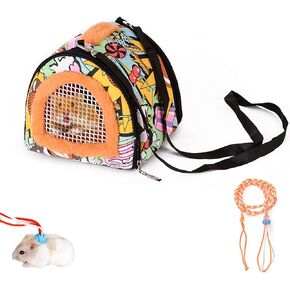 حقيبة حمل هامستر من لينيفار، قابلة للتنفس وسهلة الحمل - حقيبة سفر للحيوانات الصغيرة مع حزام قابل للفصل بسحّاب للقنفذ والسنجاب والسكر، والسكيلار، والسلحفاة in Kuwait