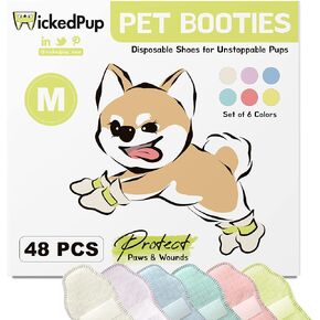 WICKEDPUP Pet Booties for Dogs & Cats, 48ct | Disposable Socks to Stop Licking | Puppy Shoes for Paw Protection against Heat, Hot Pavement, Snow | Wound Recovery Boots Foot Covers for Injured Paw (S) in Kuwait