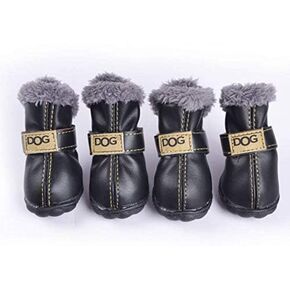 Pihappy Warm Winter Little Pet Dog Boots Skidproof Soft Snowman Anti-Slip Sole Paw Protectors Small Puppy Shoes 4PCS (L, Pink)