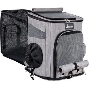 Siivton Cat Backpack Carrier، حقيبة ظهر لحمل الحيوانات الأليفة قابلة للتوسيع معتمدة من شركة الطيران للكلاب الصغيرة والقطط، حقيبة ظهر مع شبكة مسامية، مع حزام أمان داخلي، وسائد خلفية مرنة، رمادي in Kuwait