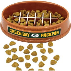 NFL Super-Bowl - وعاء الكلب ذو التغذية البطيئة من Green Bay Packers. وعاء القطط ذو تصميم كرة القدم البطيء من أجل الهضم الصحي. وعاء للحيوانات الأليفة غير قابل للانزلاق للكلاب والقطط الكبيرة والصغيرة in Kuwait