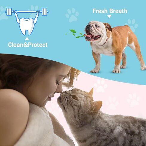 Blavvennt Small Dog & Cat Toothbrush Puppy Toothbrush 360 Degree Deep Clean Fresh Breath Pet Toothbrush for Cat Dental Care Dog Teeth Cleaning, 2 pcs (Blue&Rose) in Kuwait
