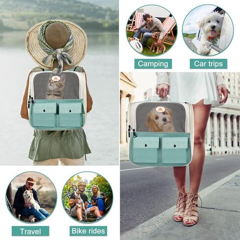 حامل حقيبة ظهر للقطط من توب تاستا، حقيبة حمل معتمدة من شركة الطيران، تصميم شبكي نافذة جيد التهوية، حقيبة ظهر كتف قابلة للطي وقابلة للتنفس للقطط والكلاب الصغيرة أقل من 25 رطل (رمادي) in Kuwait