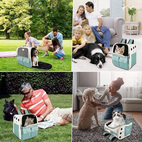 حامل حقيبة ظهر للقطط من توب تاستا، حقيبة حمل معتمدة من شركة الطيران، تصميم شبكي نافذة جيد التهوية، حقيبة ظهر كتف قابلة للطي وقابلة للتنفس للقطط والكلاب الصغيرة أقل من 25 رطل (رمادي) in Kuwait