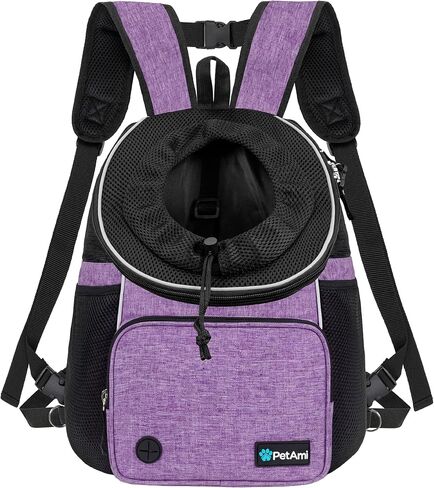 PetAmi Adjustable Dog & Cat Chest Carrier Backpack, Ventilated for Hiking, Camping & Travel, Max 10 lbs, Black in Saudi Arabia