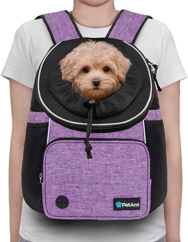 PetAmi Adjustable Dog & Cat Chest Carrier Backpack, Ventilated for Hiking, Camping & Travel, Max 10 lbs, Black in Saudi Arabia