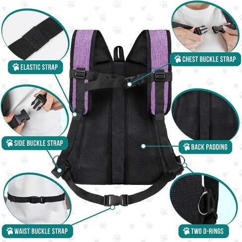 PetAmi Adjustable Dog & Cat Chest Carrier Backpack, Ventilated for Hiking, Camping & Travel, Max 10 lbs, Black in Saudi Arabia