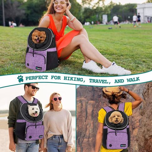 PetAmi Adjustable Dog & Cat Chest Carrier Backpack, Ventilated for Hiking, Camping & Travel, Max 10 lbs, Black in Saudi Arabia