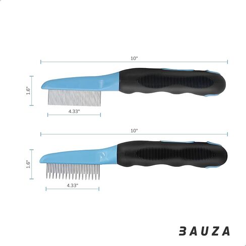 Pet Detangling Comb with Long and Short Stainless Steel Teeth to Remove Matt Hair, Knots and Tangles, Detangling Tool Accessories to Make Your Dogs and Cats Grooming Safely and Gentle in Kuwait