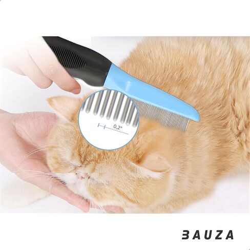Pet Detangling Comb with Long and Short Stainless Steel Teeth to Remove Matt Hair, Knots and Tangles, Detangling Tool Accessories to Make Your Dogs and Cats Grooming Safely and Gentle in Kuwait