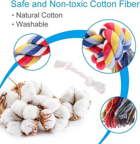 ألعاب مضغ للكلاب من بلوتوس للمضغ العدواني، 8 عبوات من ألعاب حبل الكلاب التفاعلية، ألعاب للكلاب متينة من القطن قابلة للغسل، ألعاب تسنين للكلاب الصغيرة والمتوسطة in Kuwait