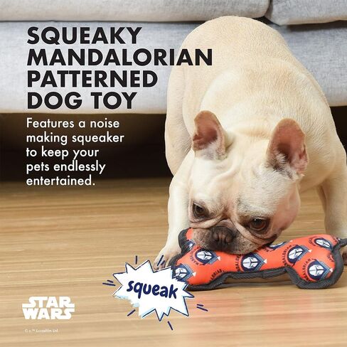 Star Wars for Pets The Mandalorian 3 Piece Gift Set for Dogs, Includes 9" Mandalorian Plush, 9" GROGU Plush, and Oxford Bone Shape Toy with GROGU Print | Squeaky Dog Toys in Saudi Arabia