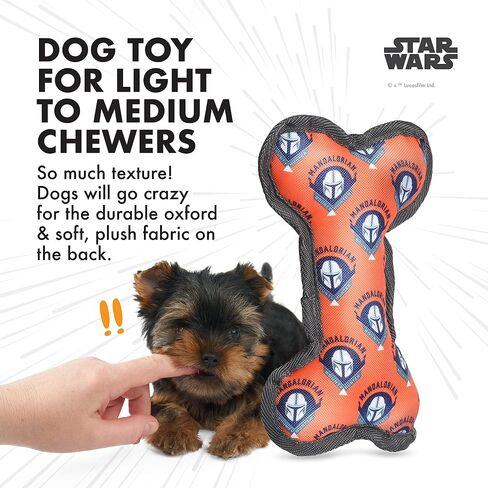 Star Wars for Pets The Mandalorian 3 Piece Gift Set for Dogs, Includes 9" Mandalorian Plush, 9" GROGU Plush, and Oxford Bone Shape Toy with GROGU Print | Squeaky Dog Toys in Saudi Arabia