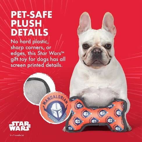 Star Wars for Pets The Mandalorian 3 Piece Gift Set for Dogs, Includes 9" Mandalorian Plush, 9" GROGU Plush, and Oxford Bone Shape Toy with GROGU Print | Squeaky Dog Toys in Saudi Arabia