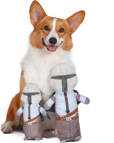 Star Wars for Pets The Mandalorian 3 Piece Gift Set for Dogs, Includes 9" Mandalorian Plush, 9" GROGU Plush, and Oxford Bone Shape Toy with GROGU Print | Squeaky Dog Toys in Saudi Arabia