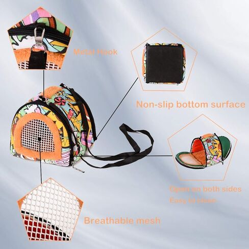 حقيبة حمل هامستر من لينيفار، قابلة للتنفس وسهلة الحمل - حقيبة سفر للحيوانات الصغيرة مع حزام قابل للفصل بسحّاب للقنفذ والسنجاب والسكر، والسكيلار، والسلحفاة in Kuwait