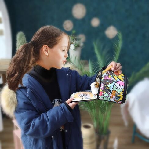 حقيبة حمل هامستر من لينيفار، قابلة للتنفس وسهلة الحمل - حقيبة سفر للحيوانات الصغيرة مع حزام قابل للفصل بسحّاب للقنفذ والسنجاب والسكر، والسكيلار، والسلحفاة in Kuwait