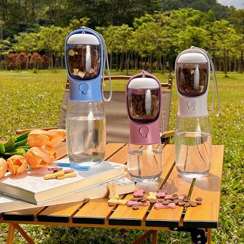 Dog Water Bottle,Dishwasher Safe,Portable Pet Water Bottles with Food Container,Outdoor Portable Water Dispenser for Walking,Hiking,Travel,Puppy Accessories (Blue) in Saudi Arabia
