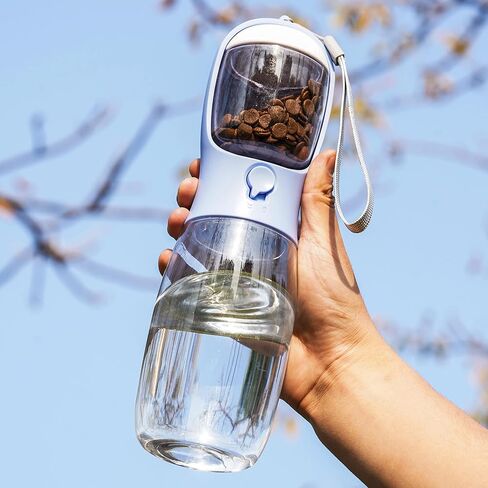 Dog Water Bottle,Dishwasher Safe,Portable Pet Water Bottles with Food Container,Outdoor Portable Water Dispenser for Walking,Hiking,Travel,Puppy Accessories (Blue) in Saudi Arabia