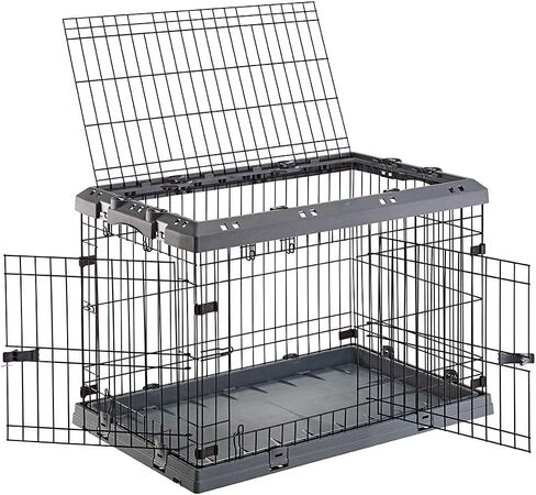 Ferplast Superior Hybrid ECO Dog Crate and Playpen, Environmentally Friendly Dog Crate Made with Recycled Plastic, 24-Inch, Gray in Kuwait