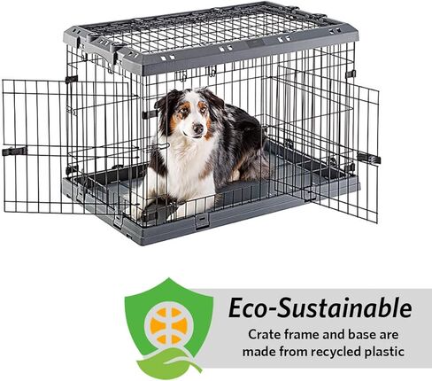 Ferplast Superior Hybrid ECO Dog Crate and Playpen, Environmentally Friendly Dog Crate Made with Recycled Plastic, 24-Inch, Gray in Kuwait