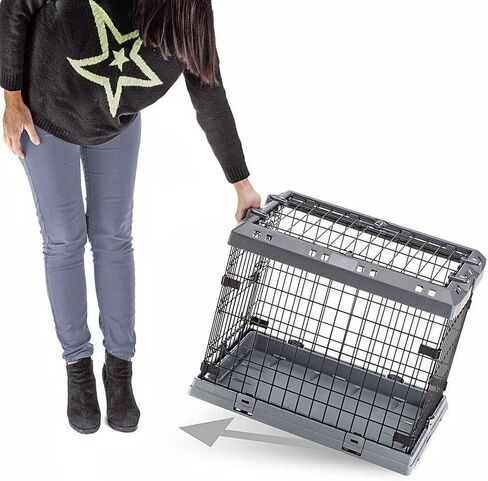 Ferplast Superior Hybrid ECO Dog Crate and Playpen, Environmentally Friendly Dog Crate Made with Recycled Plastic, 24-Inch, Gray in Kuwait