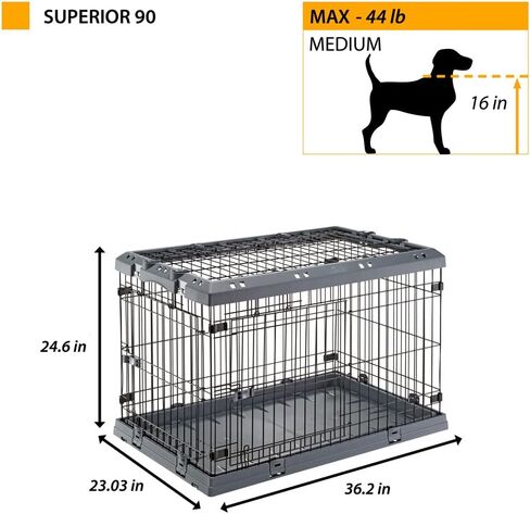 Ferplast Superior Hybrid ECO Dog Crate and Playpen, Environmentally Friendly Dog Crate Made with Recycled Plastic, 24-Inch, Gray in Kuwait
