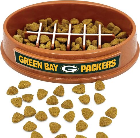 NFL Super-Bowl - وعاء الكلب ذو التغذية البطيئة من Green Bay Packers. وعاء القطط ذو تصميم كرة القدم البطيء من أجل الهضم الصحي. وعاء للحيوانات الأليفة غير قابل للانزلاق للكلاب والقطط الكبيرة والصغيرة in Kuwait