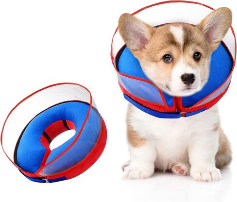 Inflatable Dog Cone Collar,Recovery Collar Protective Collar wtih Enhanced Anti-Licking,Adjustable Soft E-Collar After Surgery for Dog and Cat(Blue,S,Neck: 6-9 in) in Saudi Arabia