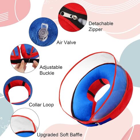 Inflatable Dog Cone Collar,Recovery Collar Protective Collar wtih Enhanced Anti-Licking,Adjustable Soft E-Collar After Surgery for Dog and Cat(Blue,S,Neck: 6-9 in) in Saudi Arabia