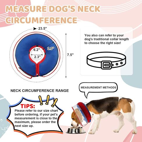 Inflatable Dog Cone Collar,Recovery Collar Protective Collar wtih Enhanced Anti-Licking,Adjustable Soft E-Collar After Surgery for Dog and Cat(Blue,S,Neck: 6-9 in) in Saudi Arabia