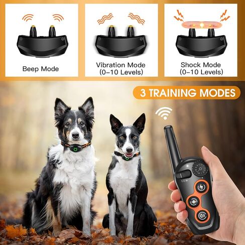 SDOFOS Dog Training Collar, Shock Collar for 2 Dogs with Remote Range 1300ft, 3 Training Modes, Beep, Vibration, Shock, IPX7 Waterproof Rechargeable Electric Shock Collar for Small Medium Large Dogs in Saudi Arabia