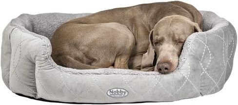 Nobby Padded Plush Oval Bed with Reversible Cushion Ceno, 55 x 50 x 21 cm, Black in Kuwait