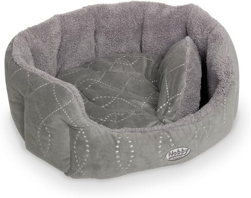 Nobby Padded Plush Oval Bed with Reversible Cushion Ceno, 55 x 50 x 21 cm, Black in Kuwait