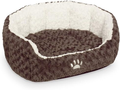 Nobby Padded Plush Oval Bed with Reversible Cushion Ceno, 55 x 50 x 21 cm, Black in Kuwait