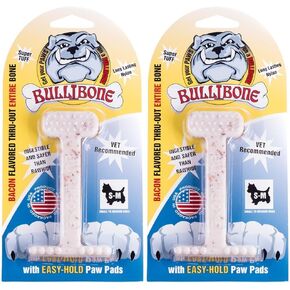 Bullibone Nylon Dog Chew Toy Nylon Bone - Improves Dental Hygiene, Easy to Grip Bottom, and Permeated with Flavor (Peanut Butter, XL - 2 Pack)