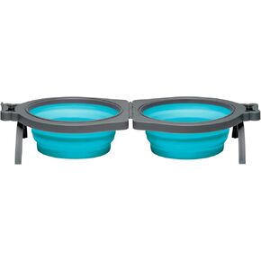 Loving Pets 73807991: Travel Double Diner Dog Bowl, Blue Sm
