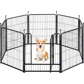 Dog Playpen Portable Exercise Fence Heavy Duty Metal Pet Playpen Indoor Outdoor Pet Playpen for Small Medium Large Dogs - RV Camping Pen（Jet Black） (8 Panels, 32 inch) in Saudi Arabia
