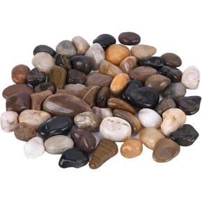 GasSaf 5 Pounds Black Polished Pebbles, Natural Polished Stones, Decorative Gravel for Plants, Vases, Aquariums, Outdoor Decorative, DIY Decorative River Rock Stones - Medium(1"-1 1/2")