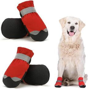 Waterproof Dog Shoes for Large Medium Dogs - Winter Snow Dog Booties Paw Protection with Adjustable Straps Rugged Anti-Slip Sole - Hiking Outdoors Pet Boots Paw Protectors Comfortable