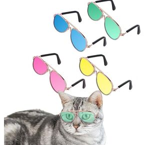 4 قطع نظارات شمسية للحيوانات الاليفة، نظارات شمسية كلاسيكية كلاسيكية ريترو للكلاب والقطط الصغيرة، نظارات شمسية دائرية للحفلات التنكرية والصور in Kuwait