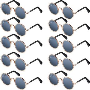 Frienda 10Pcs Cat Dog Sunglasses Funny Pet Glasses Round Metal, Mixed Color in Saudi Arabia