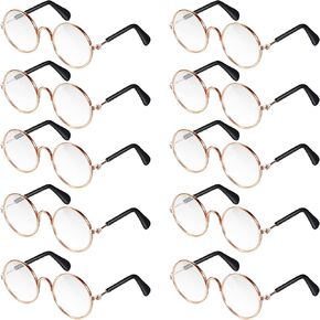 10 Pieces Cat Dog Sunglasses Funny Pet Glasses Round Metal Small Classic Retro Sunglasses Pet Hippie Cute Dog Cat Cosplay Party Costume Photo Props Cosplay Glasses(Mixed Color)