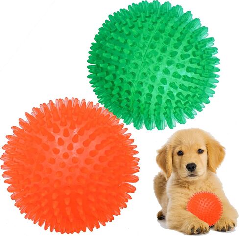 Lmhce Squeaky Dog Balls,4.5" Spikey Dog Toys for Aggressive Chewers, Spiky Dog Balls Promotes Dental and Gum Health for Medium Large Dogs(2 Pack) in Saudi Arabia