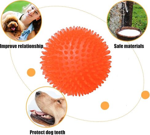 Lmhce Squeaky Dog Balls,4.5" Spikey Dog Toys for Aggressive Chewers, Spiky Dog Balls Promotes Dental and Gum Health for Medium Large Dogs(2 Pack) in Saudi Arabia
