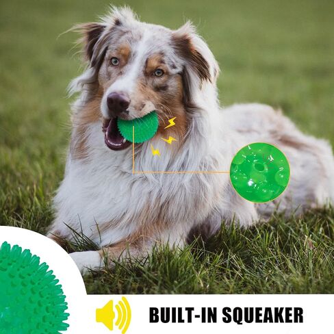 Lmhce Squeaky Dog Balls,4.5" Spikey Dog Toys for Aggressive Chewers, Spiky Dog Balls Promotes Dental and Gum Health for Medium Large Dogs(2 Pack) in Saudi Arabia